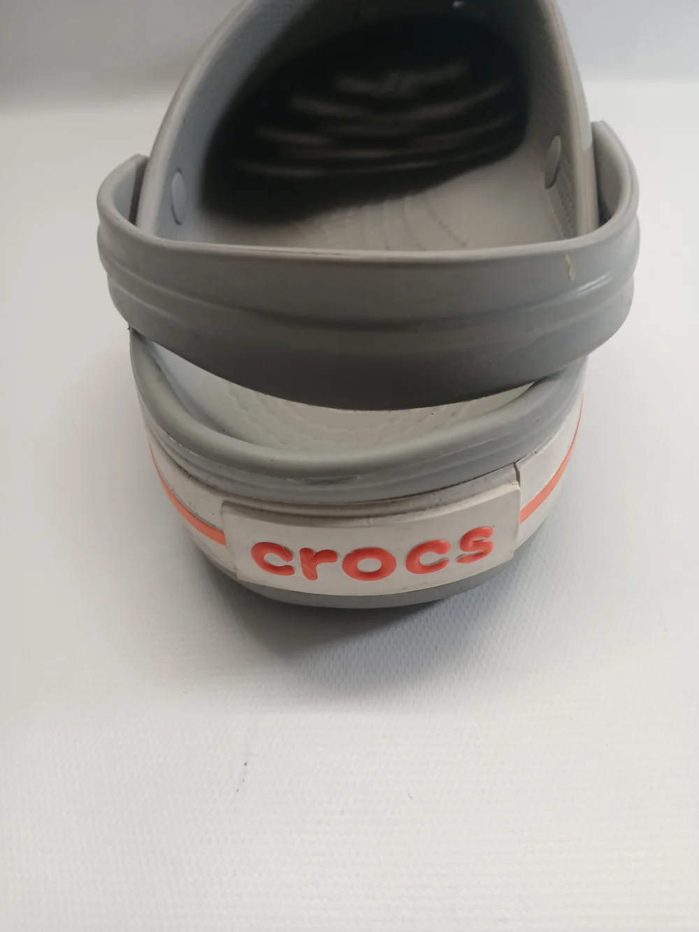 CROCS Unisex Grey Clog with Orange Stripe - Picture 13 of 13